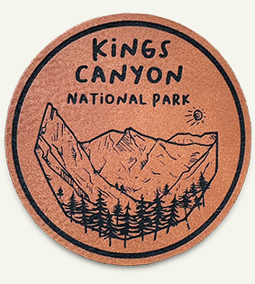 tan faux leather patch with Kings Canyon National Park text